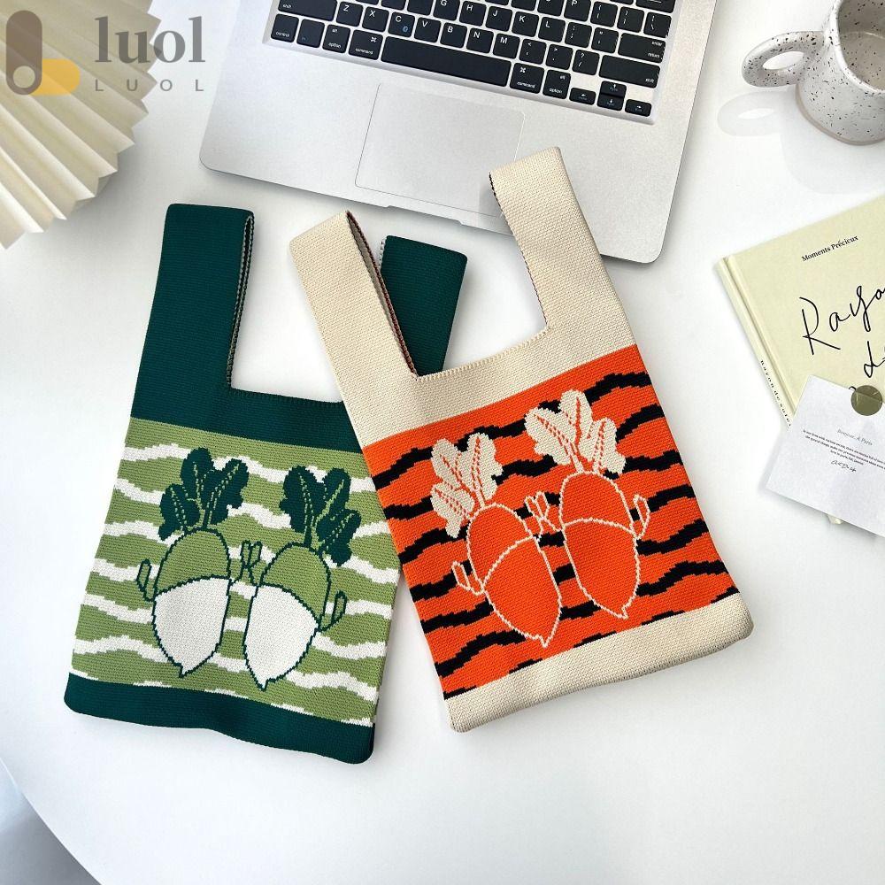 Luol Túi Xách Tote Dệt Kim Tái Sử Dụng Được Thắt