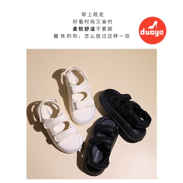Duoya Giày Sandal Đế Phẳng Dày Dặn Phong Cách Roman Cho Nữ