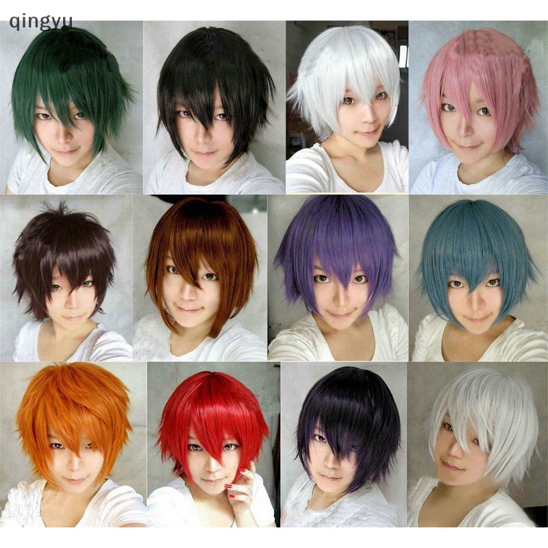 Bộ Tóc Giả Ngắn Thẳng Bằng Sợi Tổng Hợp Chịu Nhiệt Dành Cho Nam Nữ