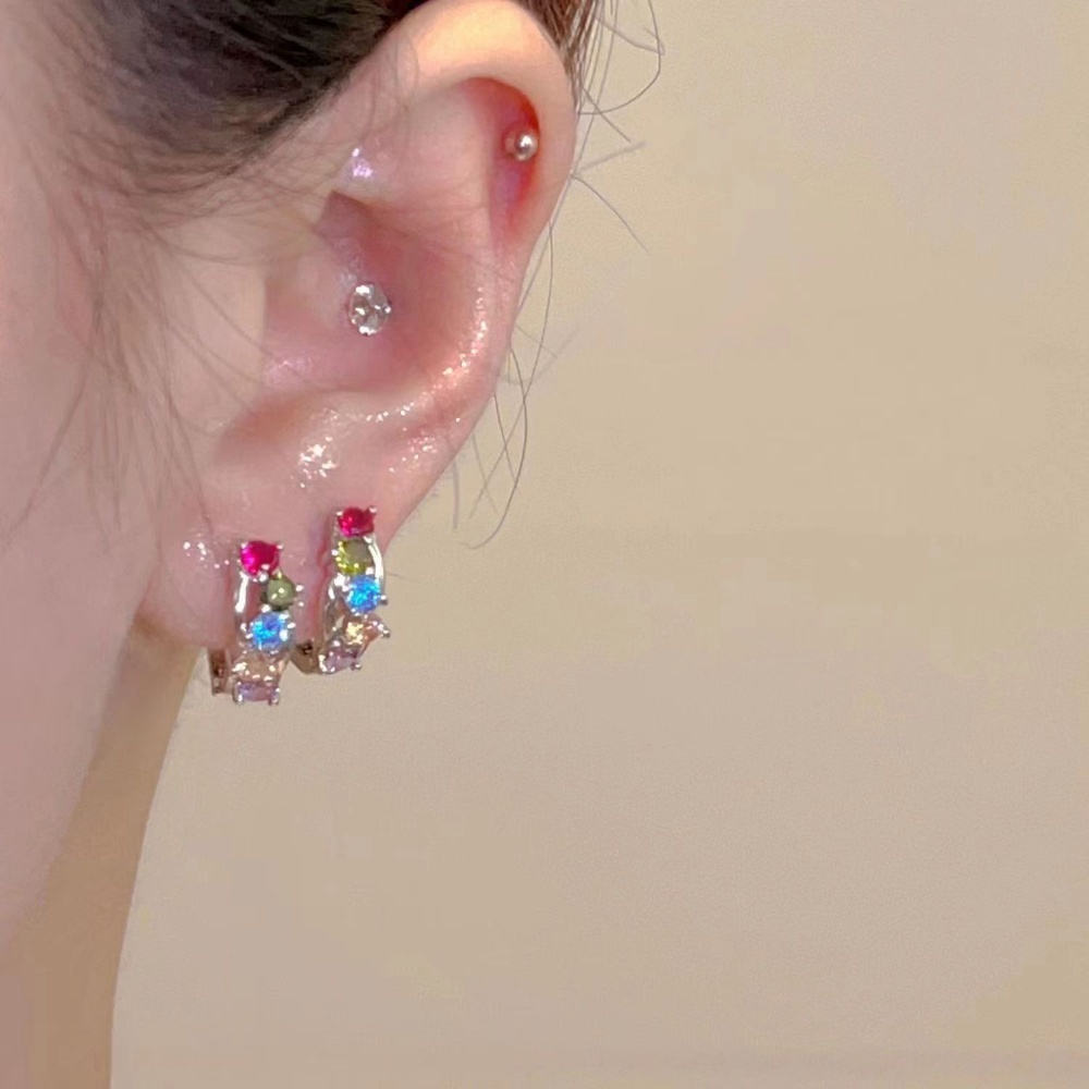 Khuyên Tai Đính Đá Zircon Nhiều Màu Sắc Thời Trang Cao Cấp Dành Cho Nữ