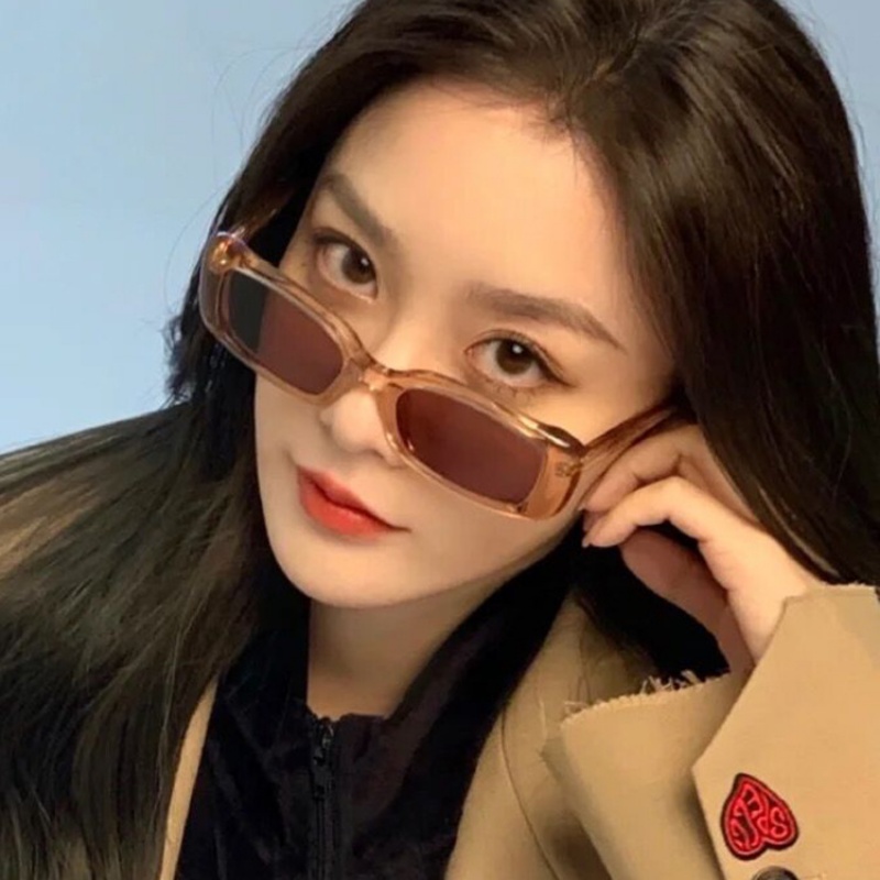 (AIMURUSI) COD Kính Mát Gọng Nhỏ Màu Nâu Phong Cách Vintage Hàn Quốc Cho Nữ