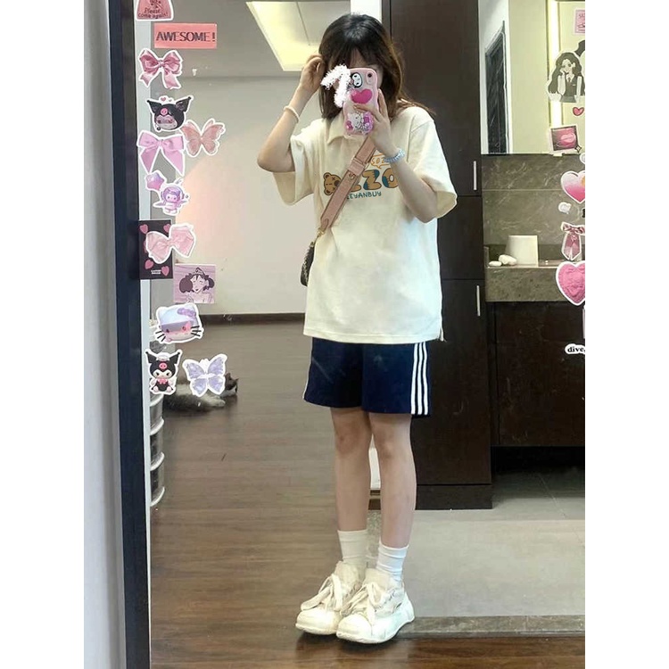 NRVP Áo polo Tay Ngắn 100% Cotton In Họa Tiết Độc Đáo Phong Cách Hàn Quốc Thời Trang Cho Nữ