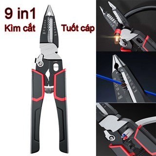 Kìm cắt tuốt dây điện đa năng, kìm bấm cos kèm dao tước dây điện