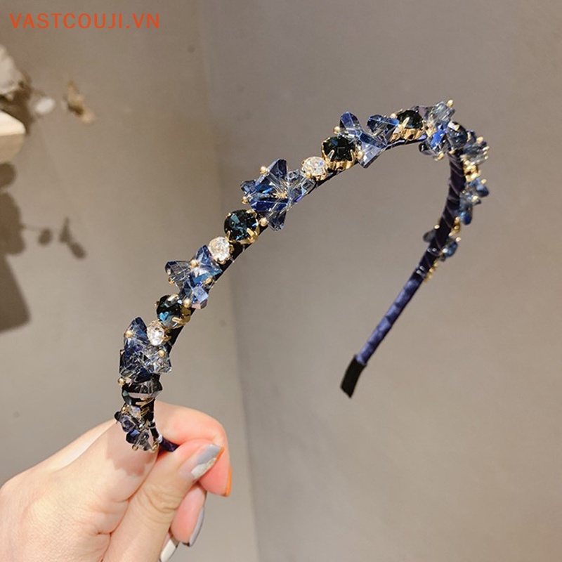 Băng Đô Hoa Đính Đá Thủy Tinh Phong Cách Bohemian Cho Nữ