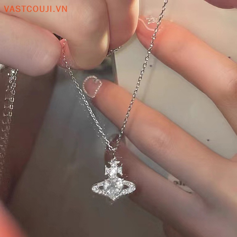 Vòng cổ Hợp Kim Đính Đá Zircon Hình Trái Tim Phong Cách Tối Giản Cho Nữ