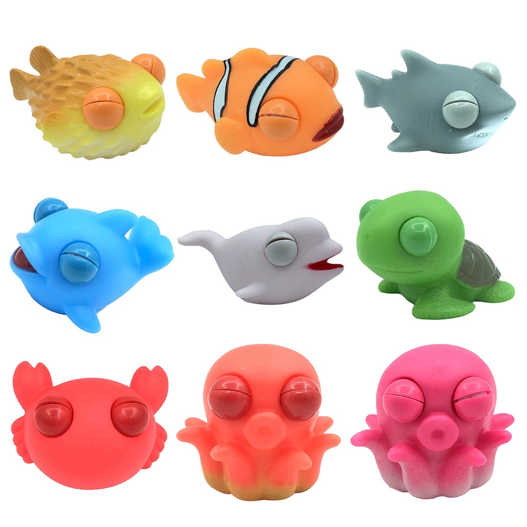 Goodlaminwj Đồ Chơi Bóp Giảm Căng Thẳng Bằng PVC Hình Động Vật Cá Voi Cua Cá Heo Đáng Yêu