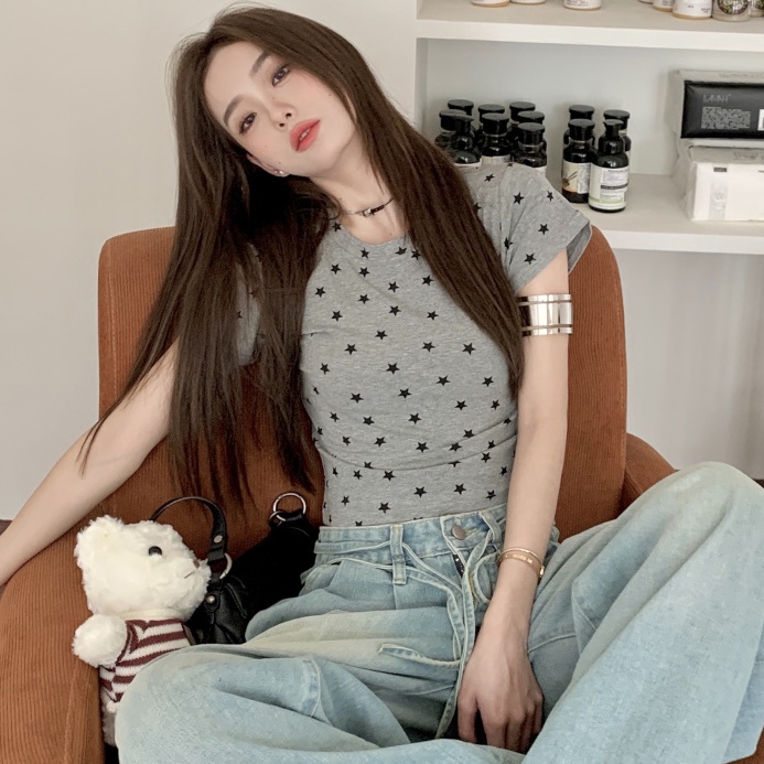 Áo Thun Nữ Ngắn Tay In Hình XINGX Màu Trơn Phong Cách Hàn Quốc Thời Trang Mùa Hè