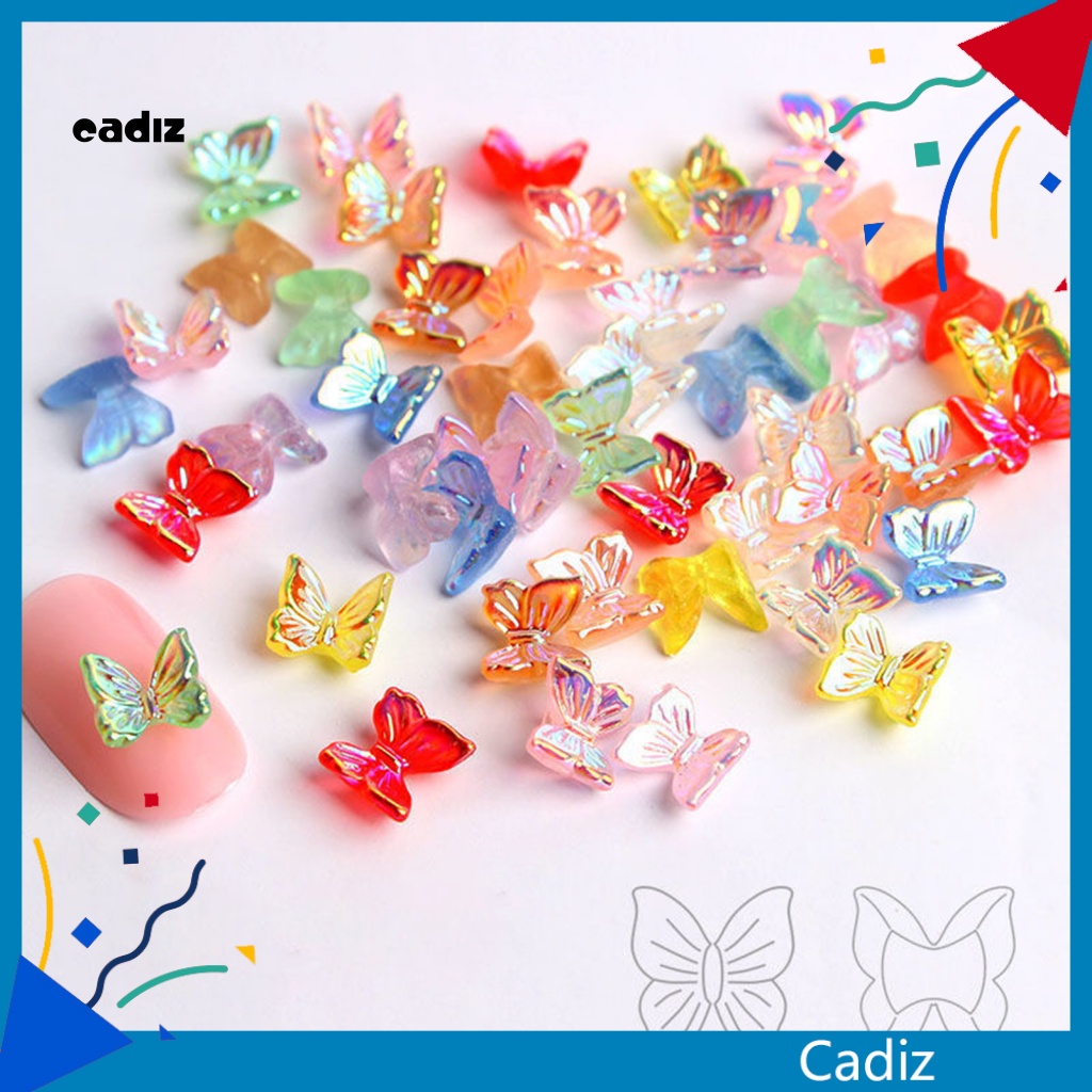 Bộ 100 Phụ Kiện Trang Trí Móng Tay Hình Bướm Nhiều Màu Sắc Chống Phai DIY