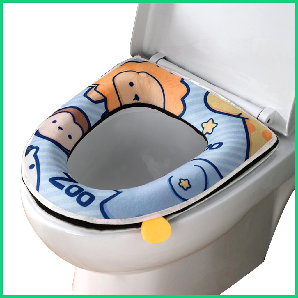 Đệm Lót Bồn Cầu Dày Dặn Họa Tiết Hoạt Hình Chống Thấm Nước Có Khóa Kéo Và Tay Cầm Tiện Dụng