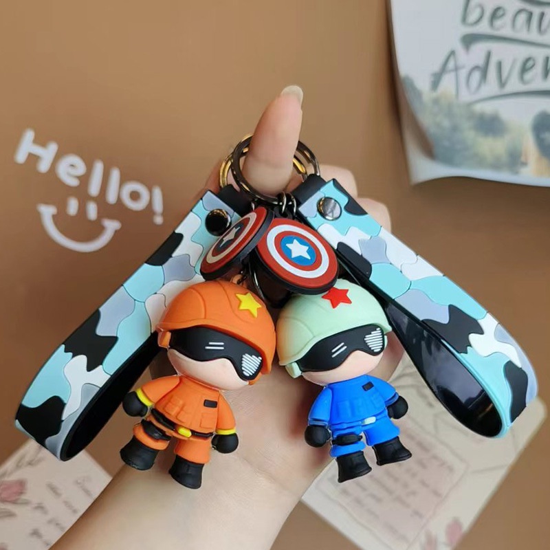 Móc Khóa Hình Búp Bê Nam Hoạt Hình Họa Tiết Rằn Ri Sáng Tạo