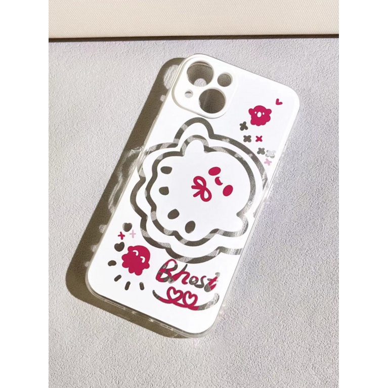 ✅Ốp Điện Thoại Thời Trang Sang Trọng Cho Iphone111412Ốp Điện Thoại Trong Suốt Màu Trắng / Kem Hình Ma Nhỏ Cho iPhone13pro 8 xs