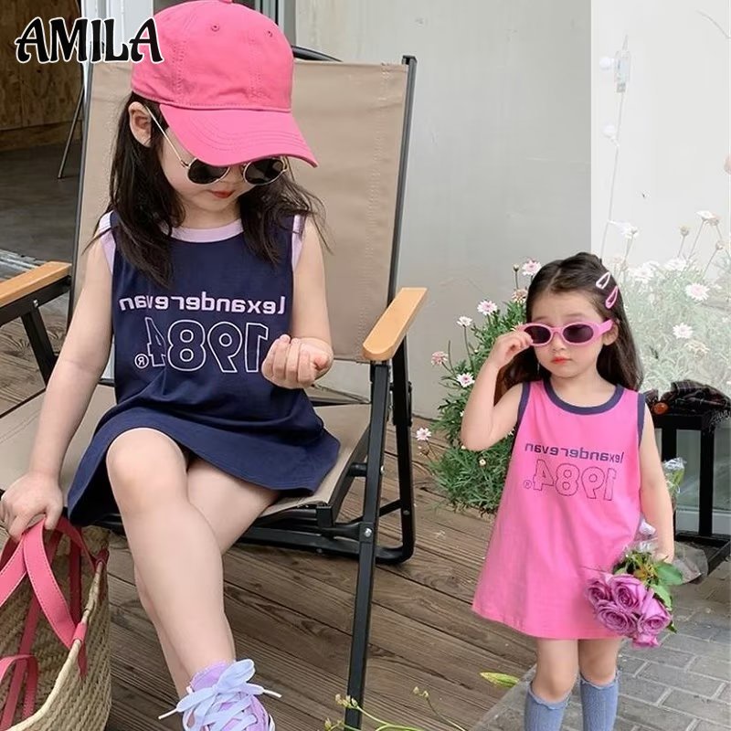 Đầm Ngủ Cotton Dáng Suông Sát Nách In Chữ Phong Cách Thể Thao Cho Nữ