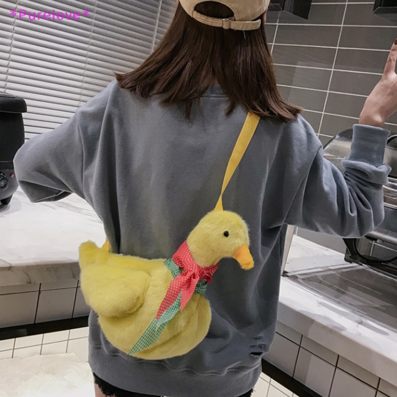 Túi Đeo Chéo Hình Vịt Bông Phong Cách Lolita Đáng Yêu Áo Thun Thiết Kế Mới Năng Động Thời Trang