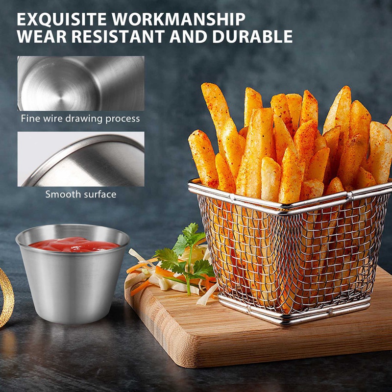 1 Bộ 10 Chén Đựng Nước Sốt Bằng Thép Không Gỉ 2.5Oz 70Ml