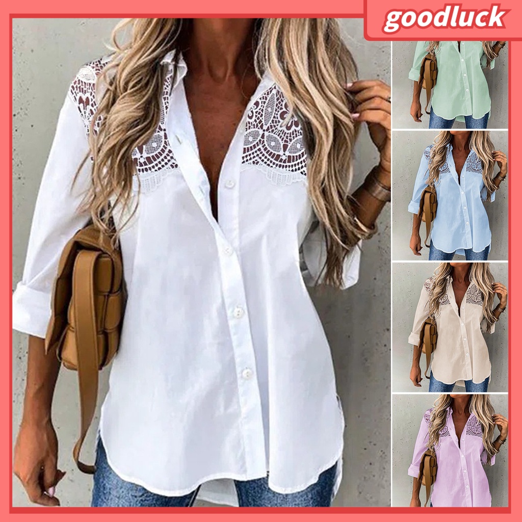 [ULK] Áo Sơ Mi Tay Dài Màu Trơn Khoét Lỗ Cài Một Hàng Khuy Quần Dài Vừa Vặn Thời Trang Mùa Xuân Cho Nữ