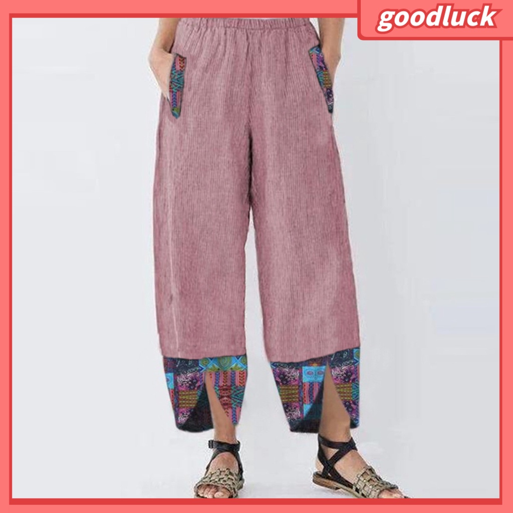Quần Dài Ống Rộng In Họa Tiết Phong Cách Bohemia Cho Nữ