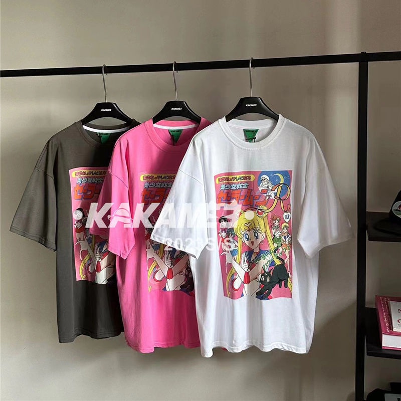 Áo Thun Cotton Tay Ngắn Dáng Rộng In Họa Tiết Hoạt Hình Phong Cách Hàn Quốc Thời Trang Xuân Hè Cho Nữ