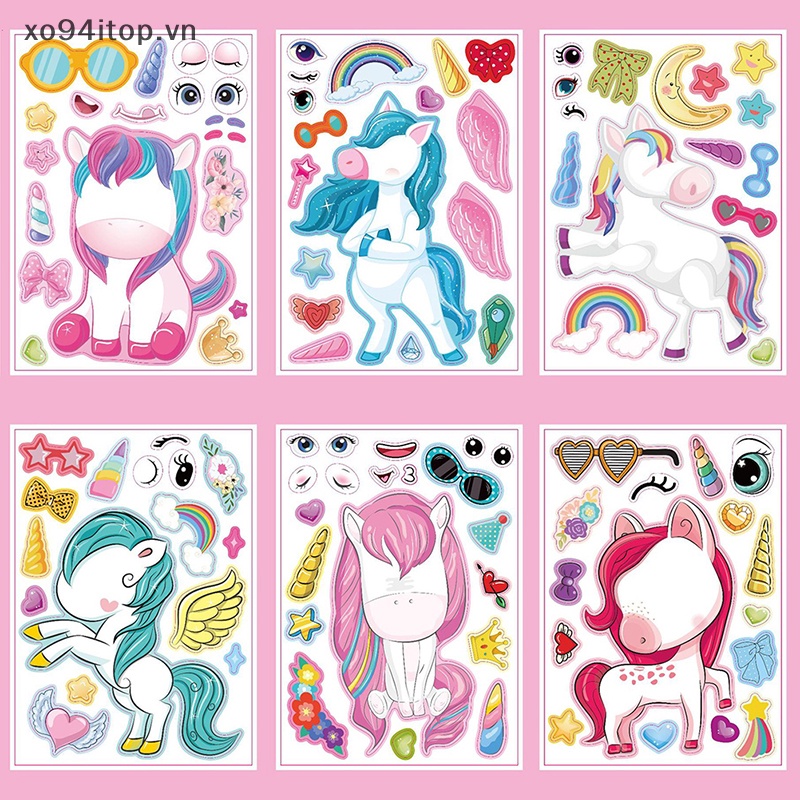 Set 6 Sticker Kỳ Lân Dán Trang Trí Dễ Thương