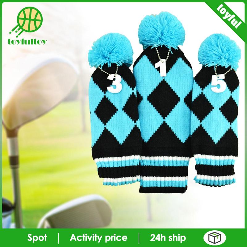Bộ 3 Vỏ Bọc Đầu Gậy Đánh Golf Dệt Kim Thủ Công 3 5