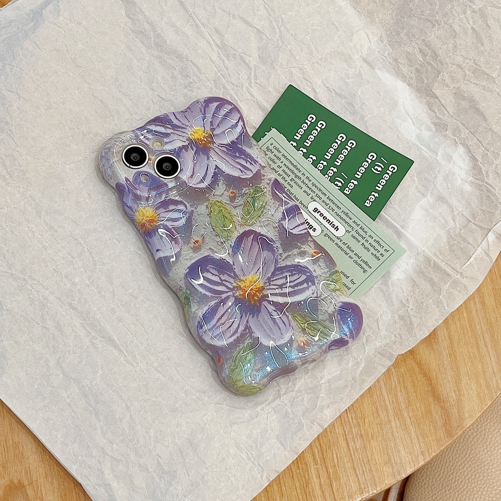 Ốp Lưng Chất Liệu TPU Chống Sốc Họa Tiết Hoa Tím Cho Apple IPhone 14 13 12 11 Pro Max