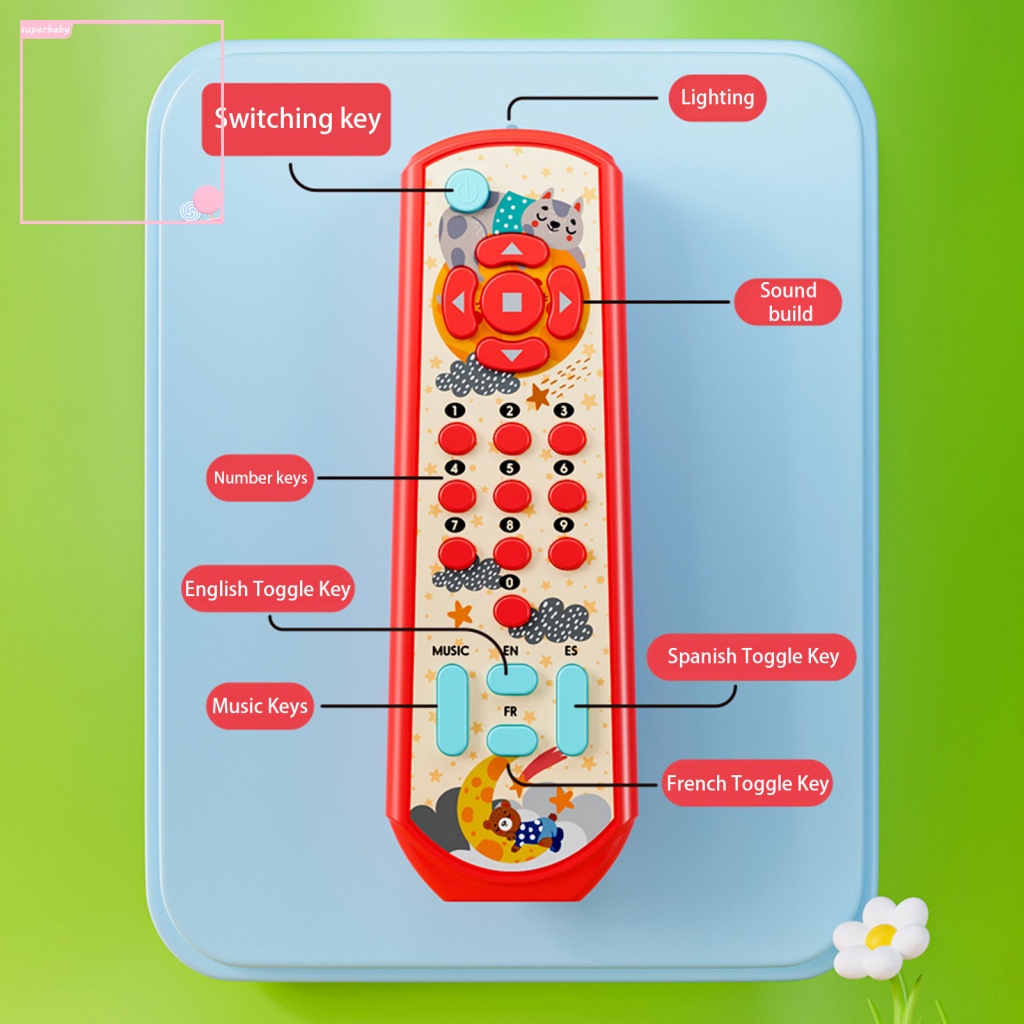 Đồ Chơi Mô Phỏng TV Điều Khiển Từ Xa 3 Ngôn Ngữ Có Đèn Và Âm Thanh Cho Bé