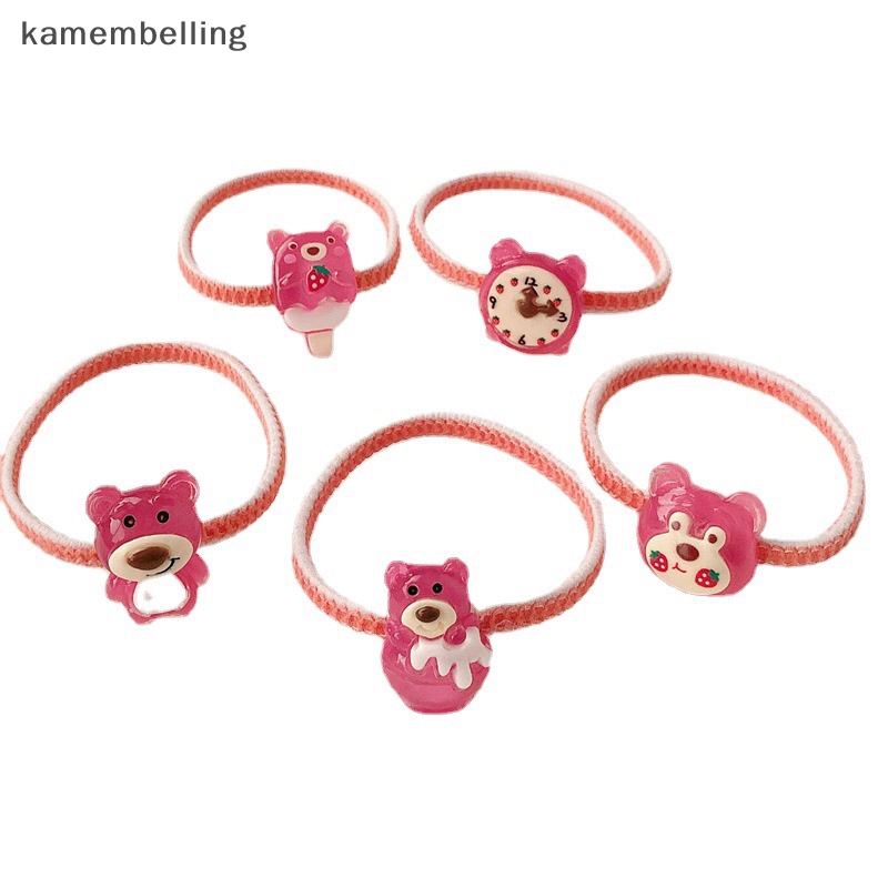 1 Dây Buộc Tóc Cao Su Co Giãn Hình Gấu Và Dâu Tây Dễ Thương Cho Bé Gái