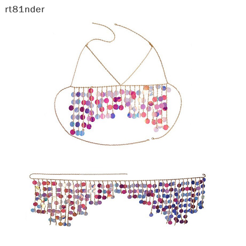 Rt Mới Bộ Áo Ngực Dây Xích Tua Rua Nhiều Lớp Đính Kim Sa Lấp Lánh Gợi Cảm Đi Tiệc Câu Lạc Bộ Đêm y2k Top n