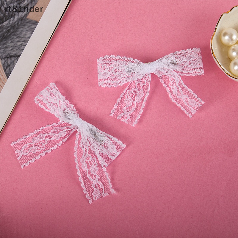 Rt Kẹp Tóc Nơ Vải Ren Trắng Nhỏ Nhắn Phong Cách Lolita Nhật Bản Dễ Thương