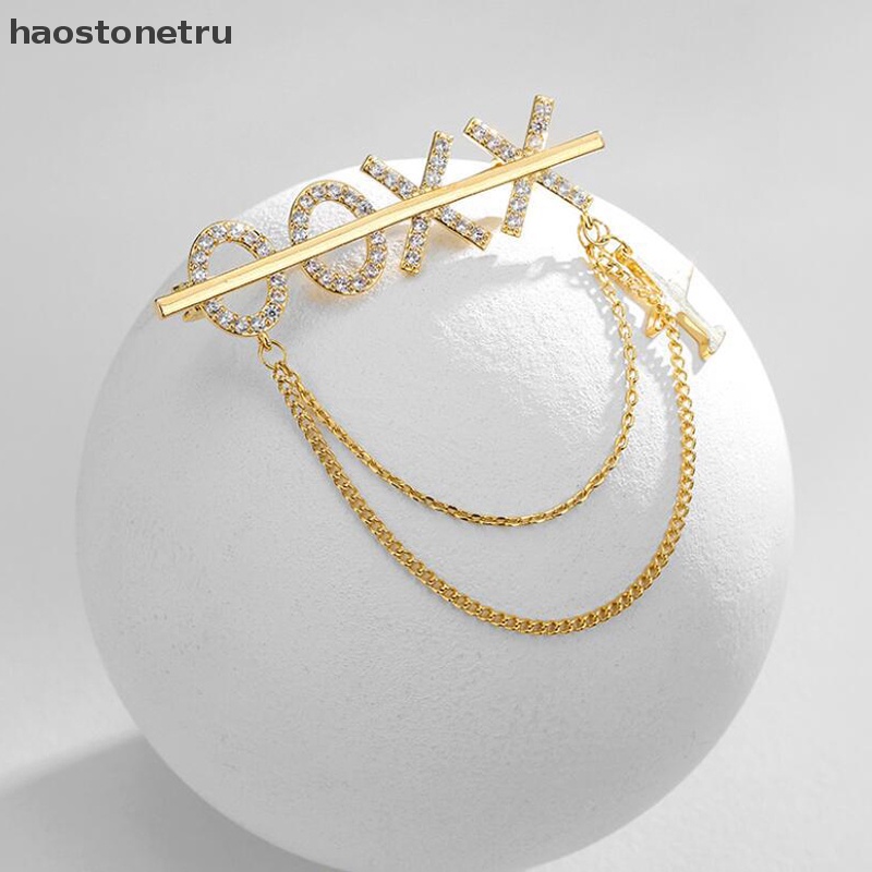 Ghim Cài Áo Đính Đá Phối Tua Rua Phong Cách Hijab Thời Trang