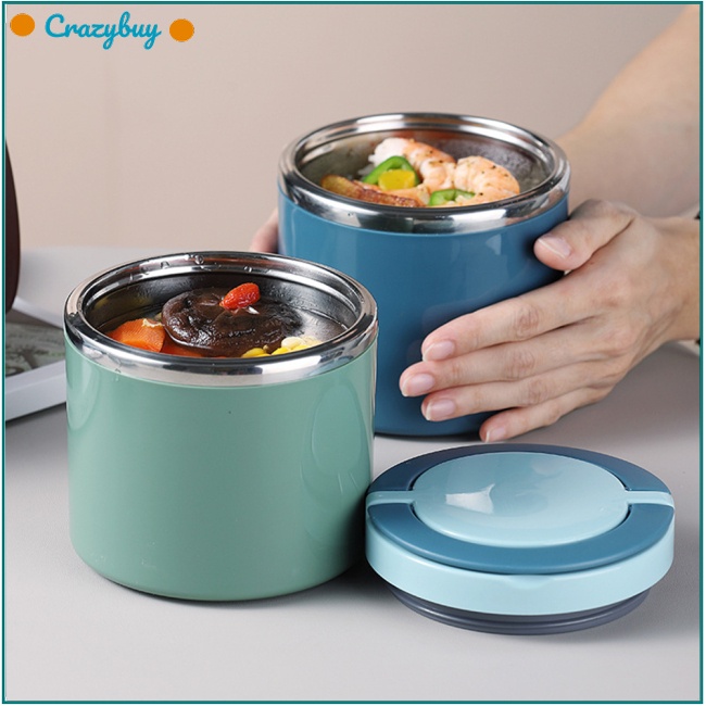 Cr Hộp Đựng Thức Ăn Giữ Nhiệt Bằng Thép Không Gỉ Có Tay Cầm Tiện Dụng