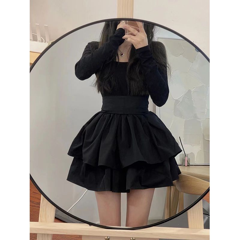 Đầm Dệt Kim Ôm Eo Màu Đen Họa Tiết Thiên Nga Nhỏ Xinh Xắn Thời Trang Mùa Thu Cho Nữ Z8JQ
