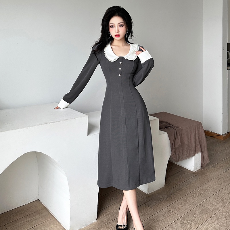 Weird Puss Đầm Chữ A Xếp Ly Cổ Điển Kiểu Pháp Phát Triển Trí Tuệ Feminine Decent And Dignified Dự Tiệc Tối Cho Nữ