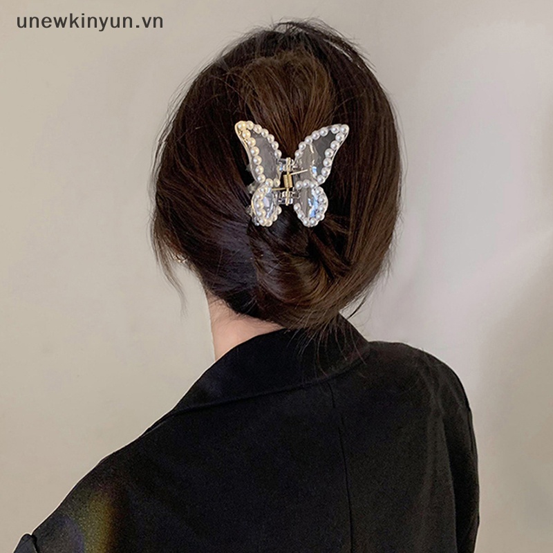 Kẹp Càng Cua Đính Ngọc Trai Bằng Acrylic Trong Suốt Thời Trang Cho Nữ