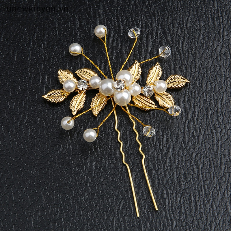 Trâm Cài Tóc Chữ U Hình Hoa Đính Ngọc Trai Giả Cho Cô Dâu