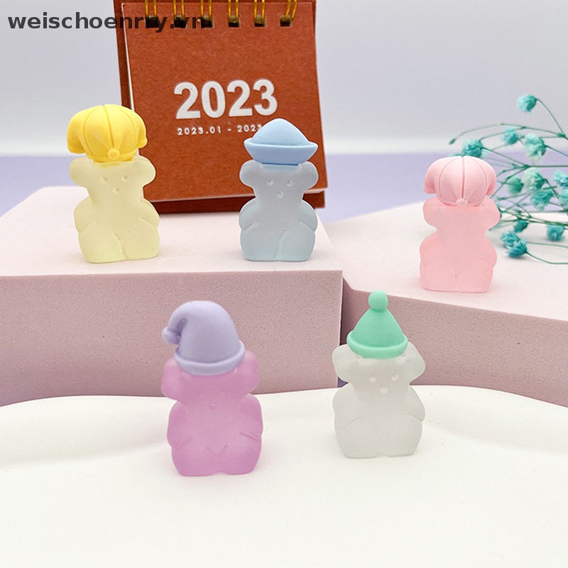 Bộ 2 Tượng Gấu Mini Bằng Nhựa Phát Quang Dễ Thương Trang Trí Xe Hơi