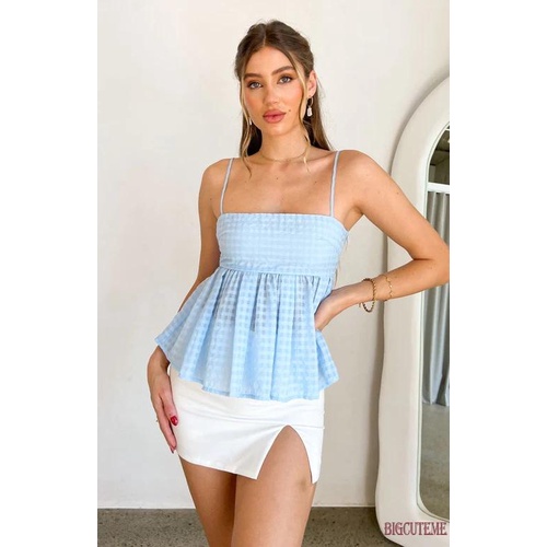 Áo Hai Dây Hở Lưng Họa Tiết Sọc Caro Phong Cách Đường Phố Thời Trang Mùa Hè Cho Nữ