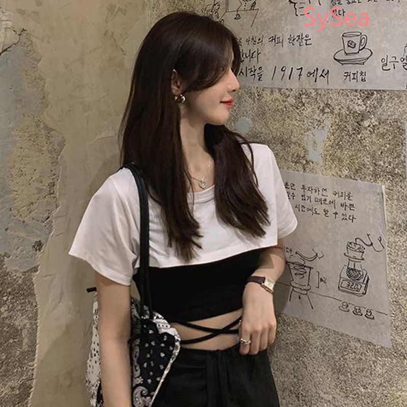 Áo Croptop Ngắn Tay Thời Trang Mùa Hè Hàn Quốc Dành Cho Nữ