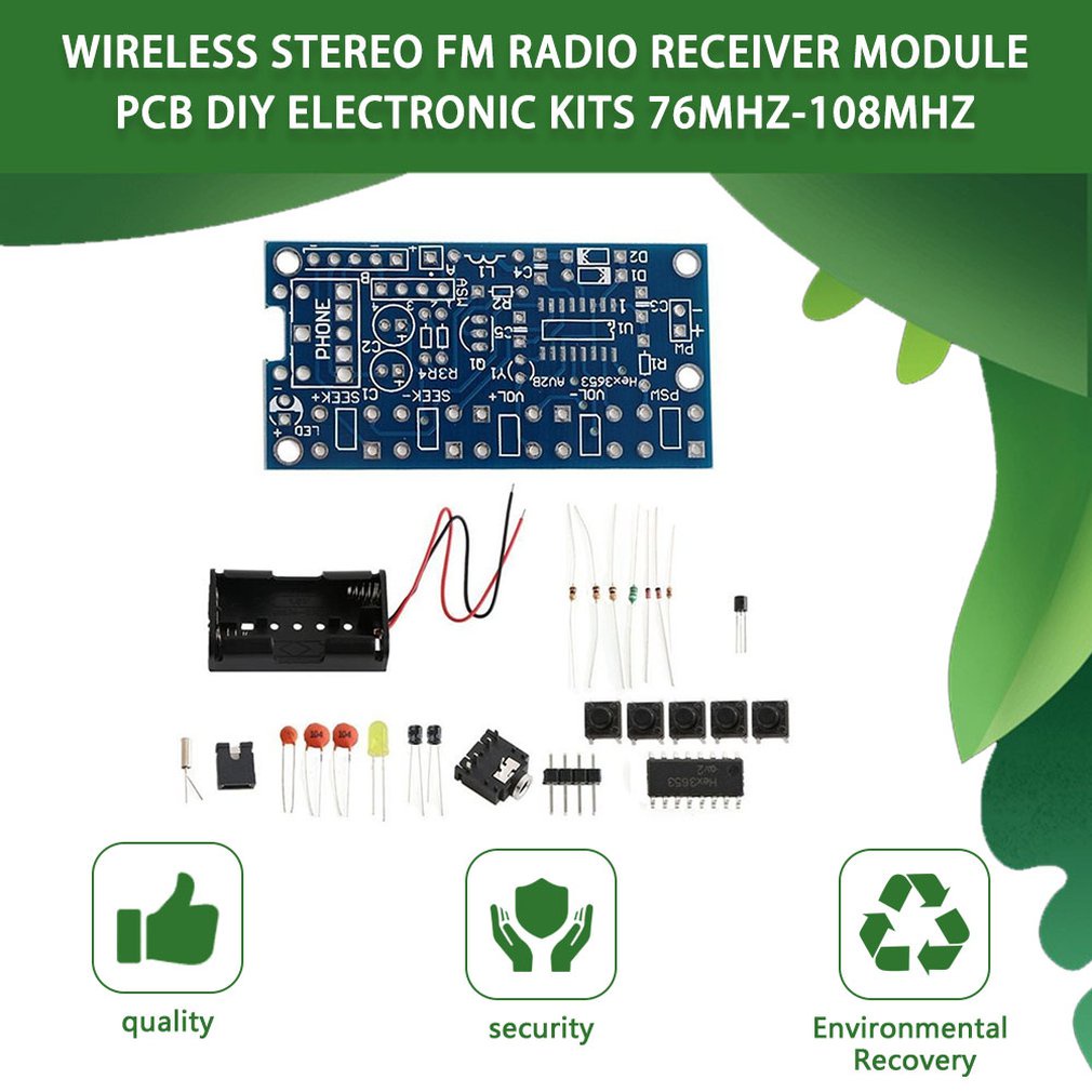 Wireless Stereo Fm Radio Receiver Module Pcb Diy Electronic Kits 76Mhz-108Mhz Environmentally Friendly Materials [Q/5]