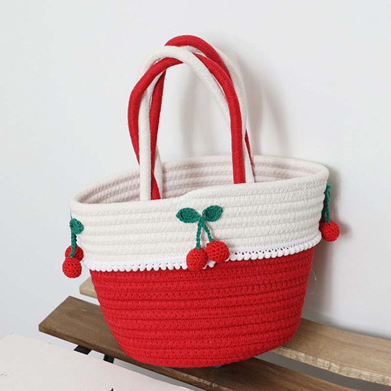 MISCHA Túi cotton Đan Thủ Công Hình Quả cherry Dễ Thương Dành Cho Nữ