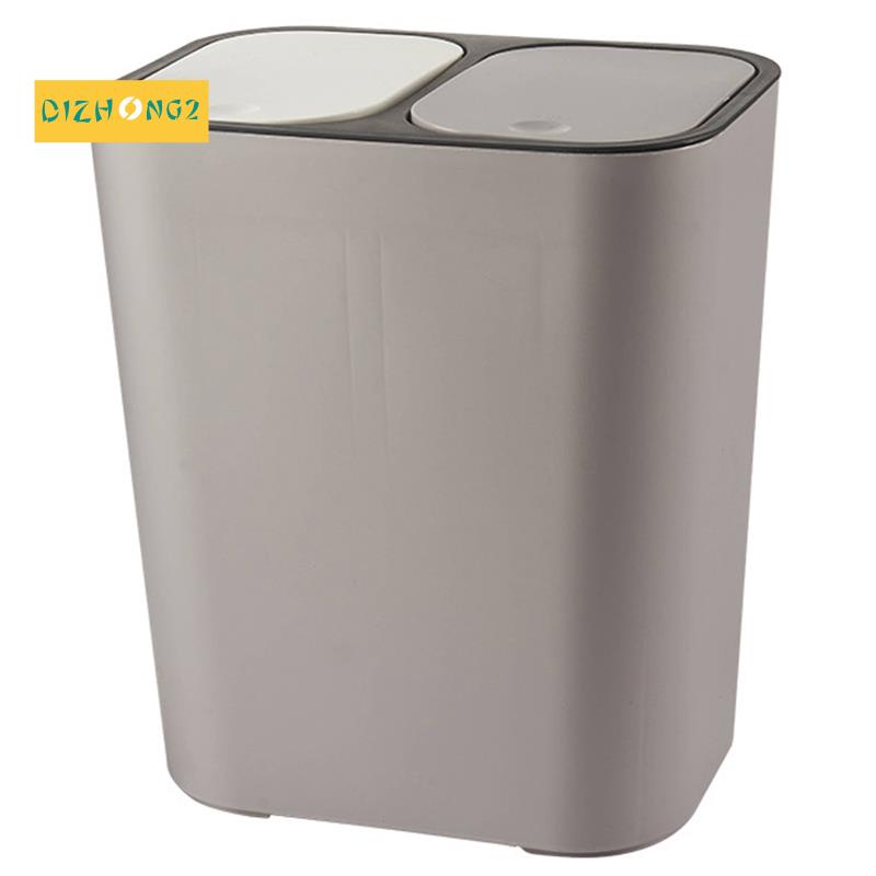 Thùng Rác Tái Chế 12 Lít Hình Chữ Nhật Bằng Nhựa Màu Xám Có Nút Nhấn