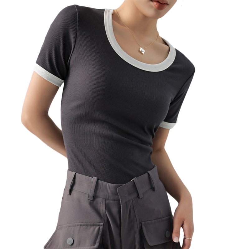 Áo Thun Tay Ngắn Dáng Ôm Màu Sắc Thời Trang Mùa Hè Xinh Xắn Cho Nữ