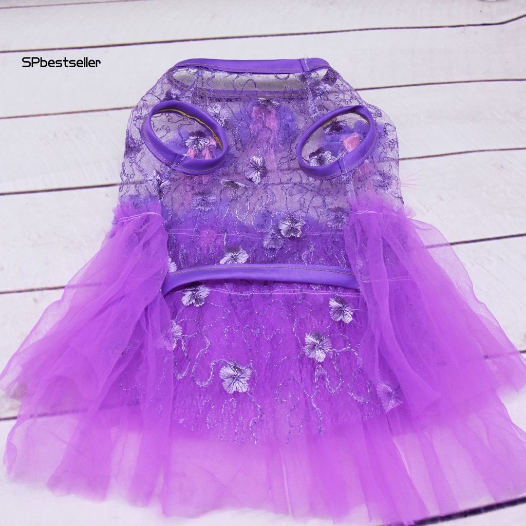 Đầm Công Chúa Không Phai Phối Lưới Thoáng Khí Họa Tiết Hoa Xinh Xắn Cho Cún Cưng Chihuahua