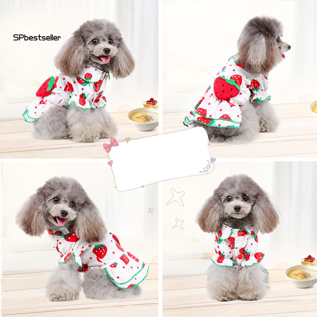 Áo Thun In Hình Trái Dâu Dễ Thương Thoải Mái Bảo Vệ Cho Thú Cưng