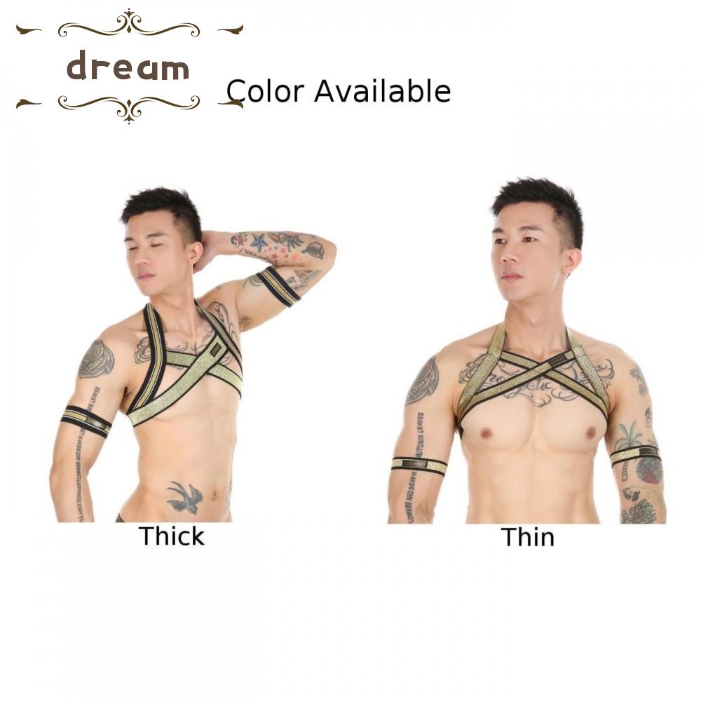 【DREAMLIFE】Mens Strap Belt Clubwear Costume Halter Neck Sexy Tight Straps Armband Fashion