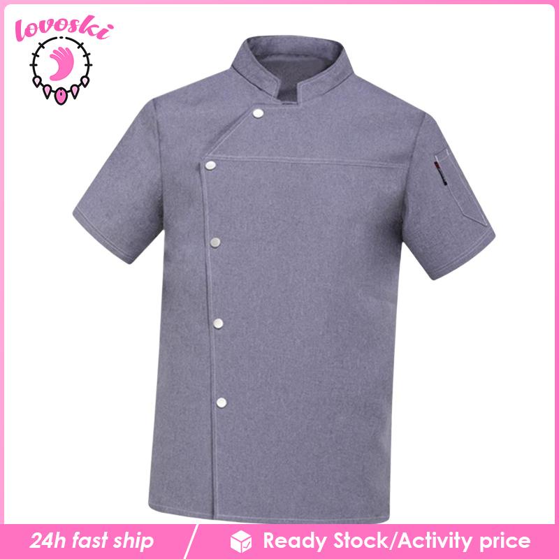 Áo Đầu Bếp Ngắn Tay Thời Trang Mùa Hè Cho Nam Nữ