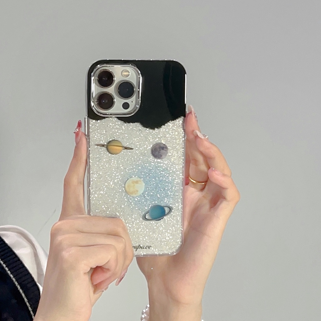 Ốp Điện Thoại TPU Silicon Mềm Chống Sốc Hai Mặt Họa Tiết Hành Tinh Cho iPhone 14 13 12 11 PRO MAX