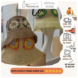 Nón cói mềm bông hoa