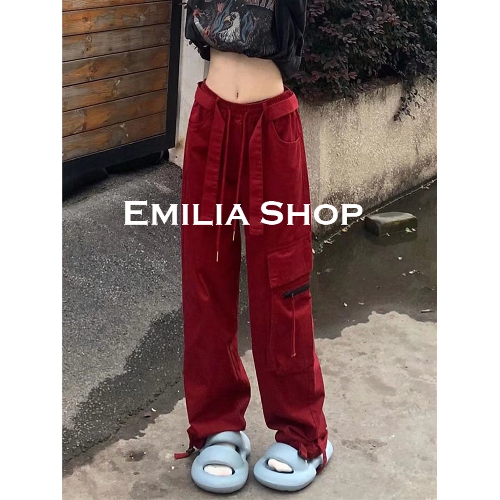 chất lượng cao EMILIA SHOP quần y2k quần ống rộng quần túi hộp nữ 2023 New Comfortable Phong cách High quality Trendy A23L0GC 36Z230909