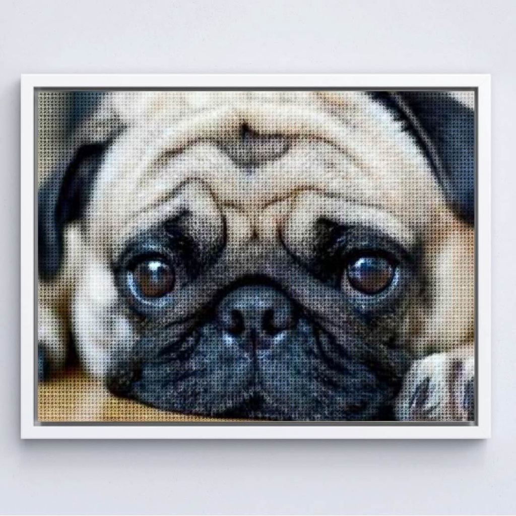 Bộ Tranh Đính Đá 5D Họa Tiết Chú Chó Pug / Vuông / Tròn Độc Đáo Kích Thước 30 * 40 CM DZDP24264