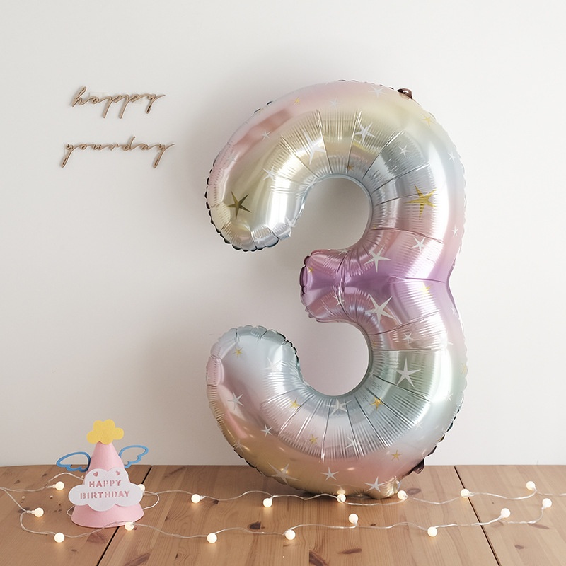 Bong Bóng Hình Số 0-9 40 Inch Bằng Nhôm Màu Gradient Trang Trí Sinh Nhật / Tiệc Cưới
